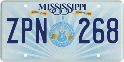MS license plate ZPN268