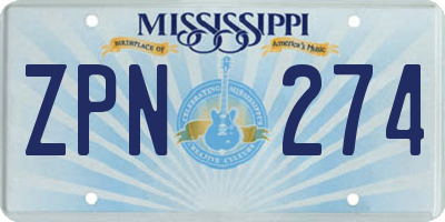 MS license plate ZPN274