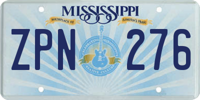 MS license plate ZPN276