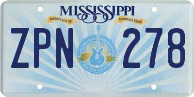 MS license plate ZPN278