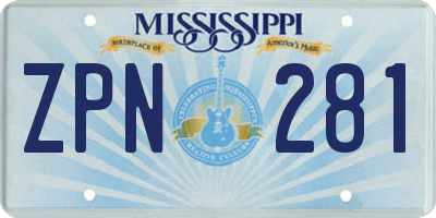 MS license plate ZPN281