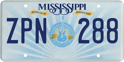 MS license plate ZPN288