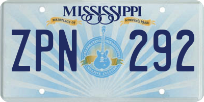 MS license plate ZPN292