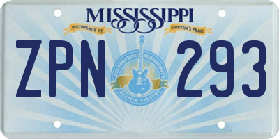 MS license plate ZPN293