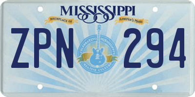 MS license plate ZPN294