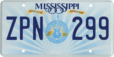 MS license plate ZPN299