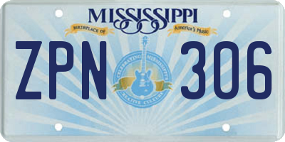 MS license plate ZPN306