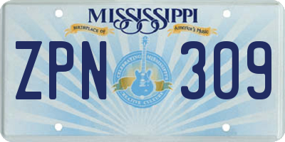 MS license plate ZPN309