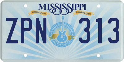 MS license plate ZPN313