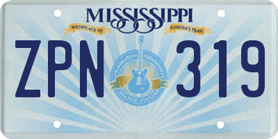 MS license plate ZPN319