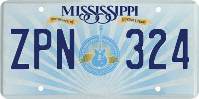MS license plate ZPN324