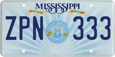 MS license plate ZPN333