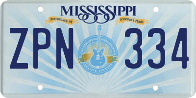 MS license plate ZPN334