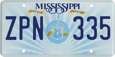 MS license plate ZPN335