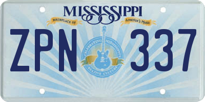 MS license plate ZPN337