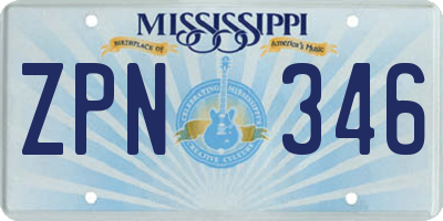 MS license plate ZPN346