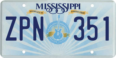 MS license plate ZPN351