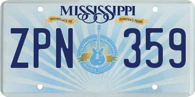 MS license plate ZPN359