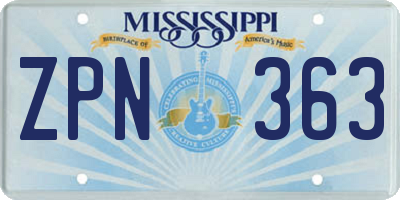 MS license plate ZPN363