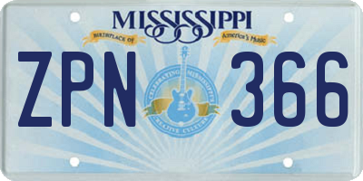 MS license plate ZPN366