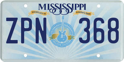 MS license plate ZPN368