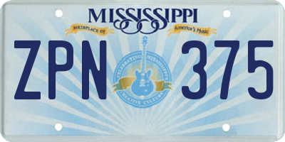 MS license plate ZPN375