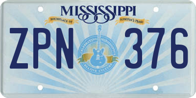 MS license plate ZPN376