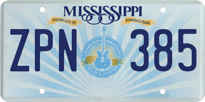 MS license plate ZPN385