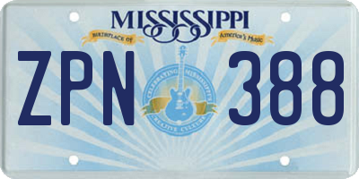 MS license plate ZPN388