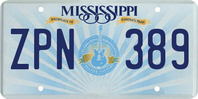 MS license plate ZPN389