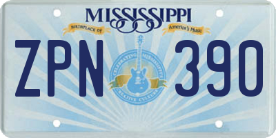MS license plate ZPN390