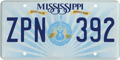 MS license plate ZPN392