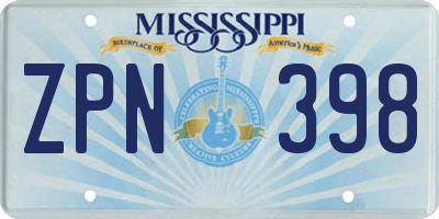 MS license plate ZPN398