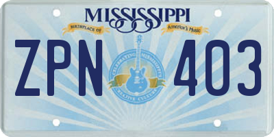 MS license plate ZPN403