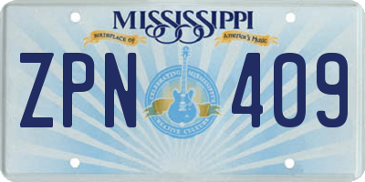 MS license plate ZPN409