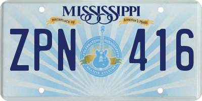 MS license plate ZPN416