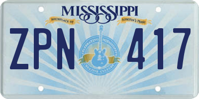 MS license plate ZPN417