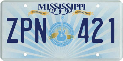 MS license plate ZPN421