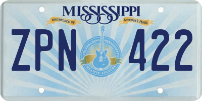 MS license plate ZPN422