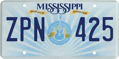MS license plate ZPN425