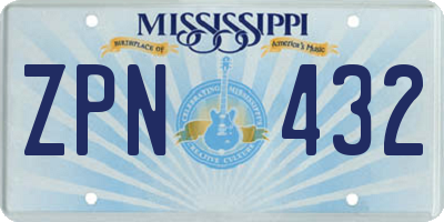 MS license plate ZPN432