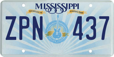 MS license plate ZPN437