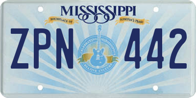 MS license plate ZPN442
