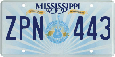 MS license plate ZPN443