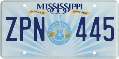 MS license plate ZPN445