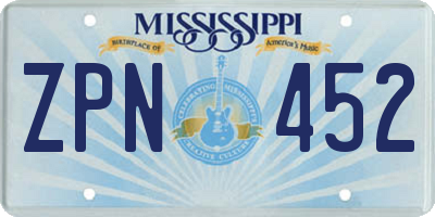MS license plate ZPN452