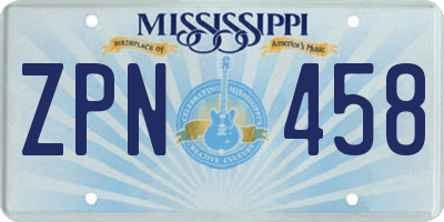 MS license plate ZPN458