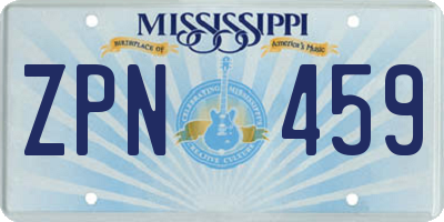 MS license plate ZPN459