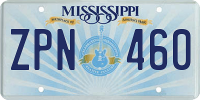 MS license plate ZPN460