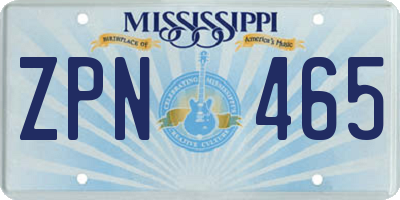 MS license plate ZPN465